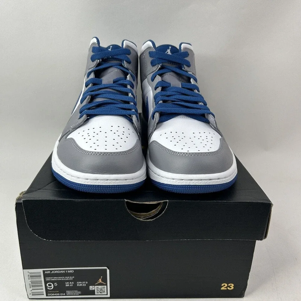 Nike Shoes Air Jordan 1 Mid Retro “Cement Grey/True Blue” 2024 - Picture 2 of 5